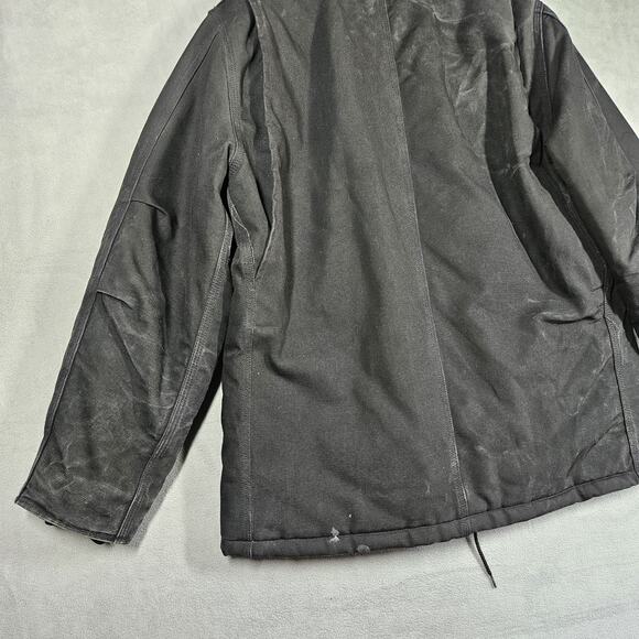VTG Carhartt C01 Chore Coat Jacket 44 Made in USA Black Quilted Lined Distressed - Picture 13 of 16